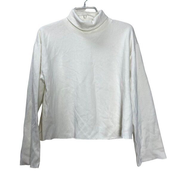 Zara White Turtleneck Sweater Top‎ Loose Fit Long Sleeves Minimalist Medium - Picture 4 of 16